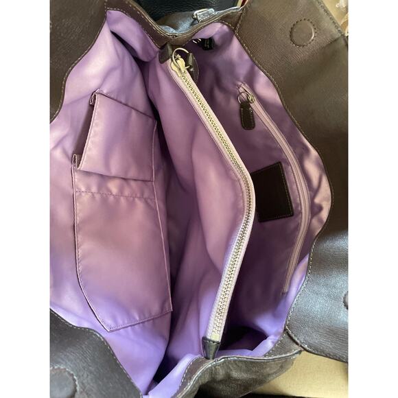 COACH large Mia/garnet brown Pleated texture Leather Carryall Shoulder Bag 13921 - Picture 9 of 10